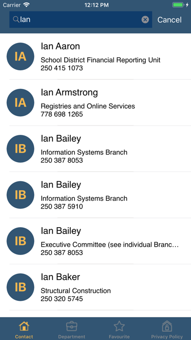 BCGov Directory screenshot 2