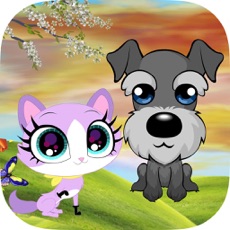 Activities of Cute Cat and Dog Match Animals