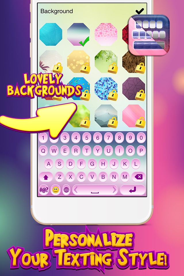 Love My Keyboard! Colorful Girly Themes with Flirty Symbols and Cute Font.s for Text.ing screenshot 4