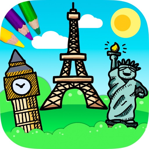 Illustrations and drawings of the world monuments – Coloring Book for Adults & Kids icon
