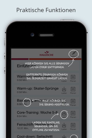 HALLESCHE Fitness-App - Das 8 Minuten Fitness-Programm ohne Geräte screenshot 2