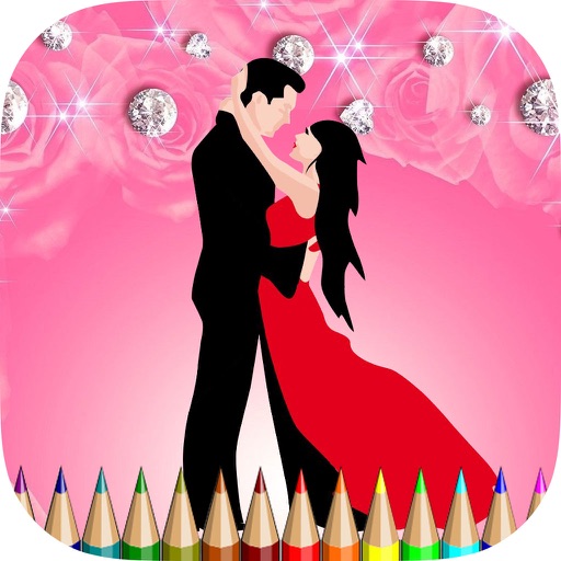 Wedding Coloring Book: Learn to color and draw wedding card, Free games for children iOS App