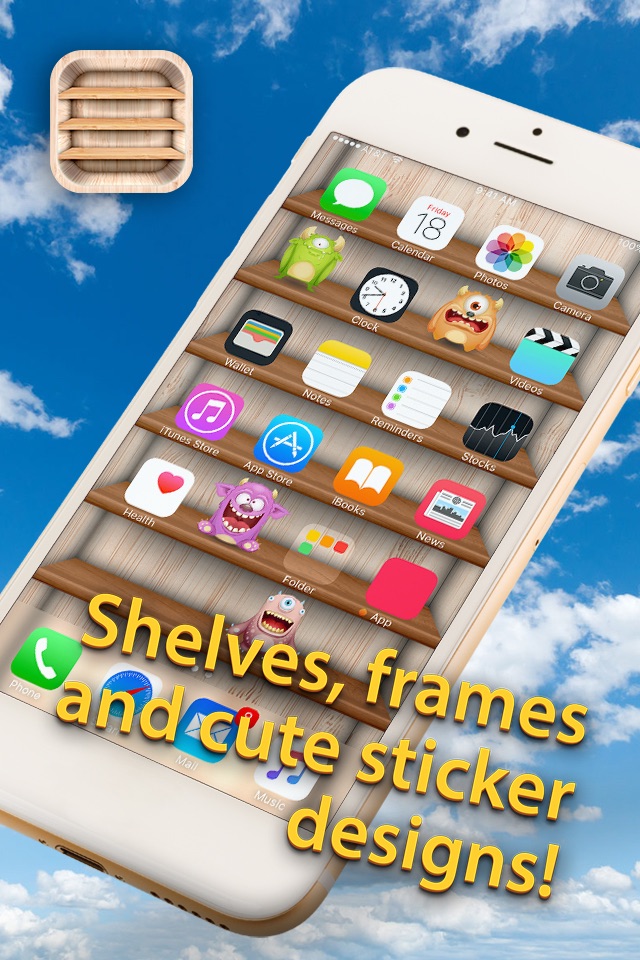 Top Shelves Wallpaper – Home Screen Backgrounds with Shelf, Frame and Sticker Decorations screenshot 3