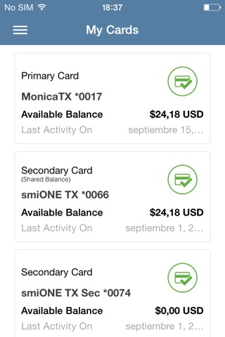 smiONE Texas Visa Prepaid Card screenshot 2