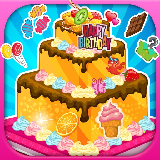 Birthday cake decoration icon