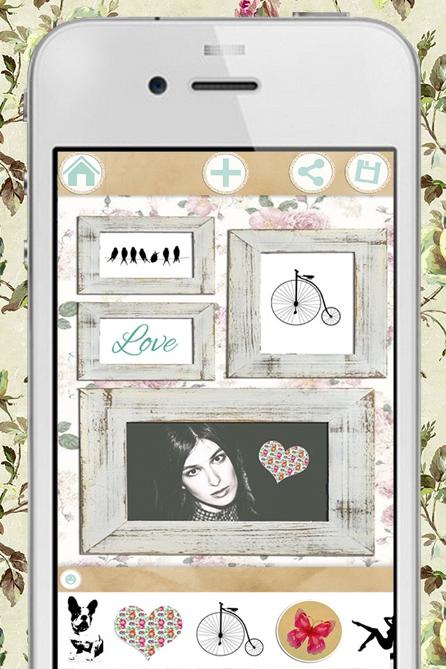 Vintage photo collage editor - frames and stickers screenshot 4