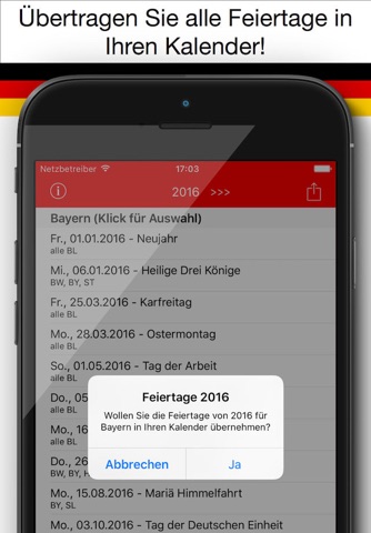 Feiertag Kalender Deutschland 2016 Pro screenshot 2