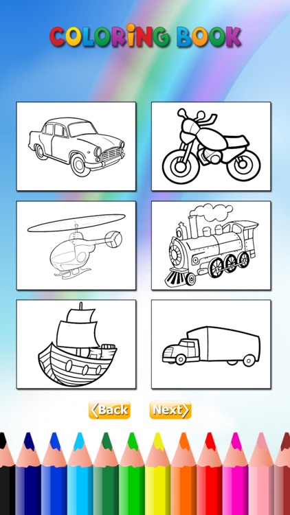 Vehicle Coloring Book Free Game for Children