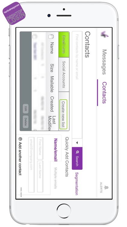 DESKTOP LOGIN for Verticalresponse (CONTACTS ONLY)