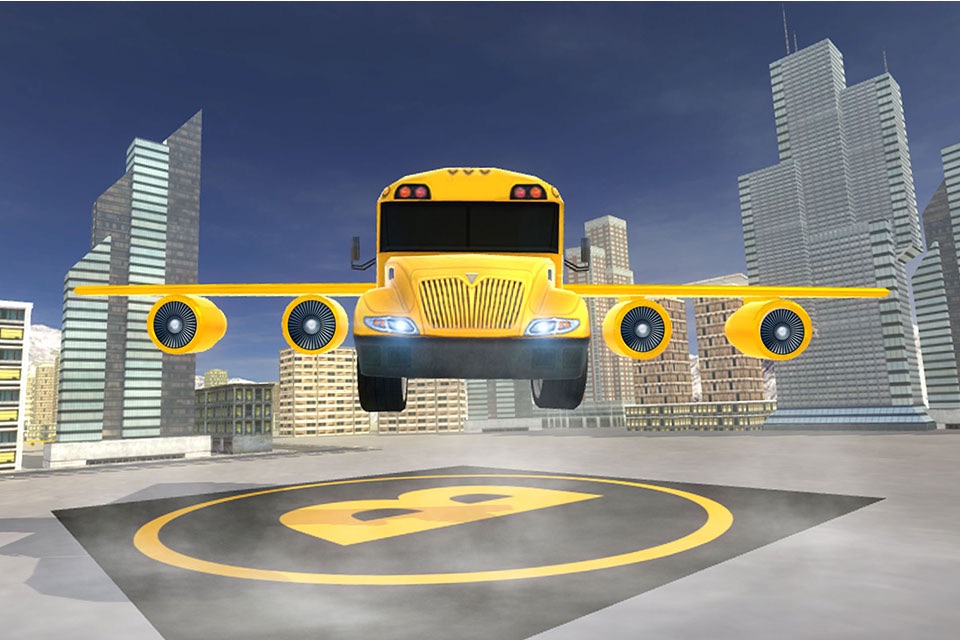 Flying School bus simulator 3D free - school kids screenshot 3