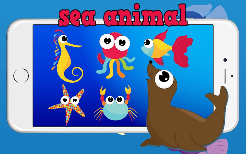 Easy Sea Animals Jigsaw Puzzle Matching Games for Free Kindergarten Games or 3,4,5 to 6 Years Old screenshot 2