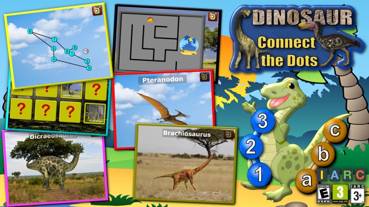 Kids Dinosaur Join and Connect the Dots Puzzles - Rex teaches the ABC numbers and counting