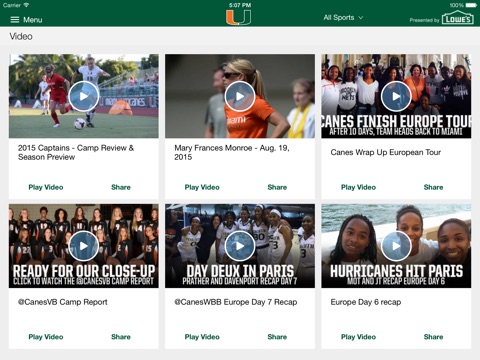 Miami Hurricanes for iPad 2015 screenshot 3