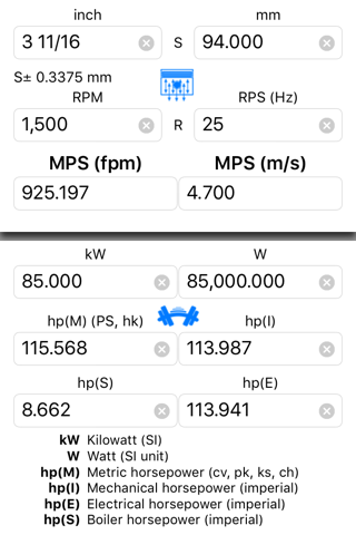 PistonCalc: Multipurpose Engine Calculator with unit conversion screenshot 4