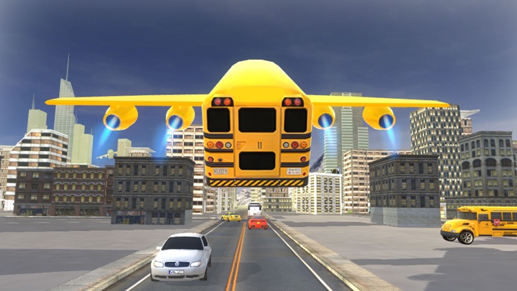 Flying School bus simulator 3D free - school kids screenshot-3