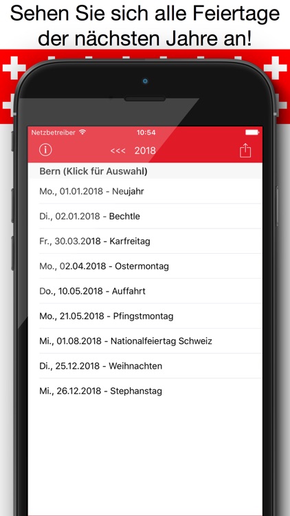 Feiertage Schweiz Kalender & Kalenderwochen Pro