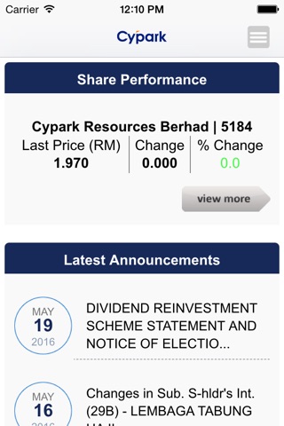Cypark Investor Relations screenshot 2