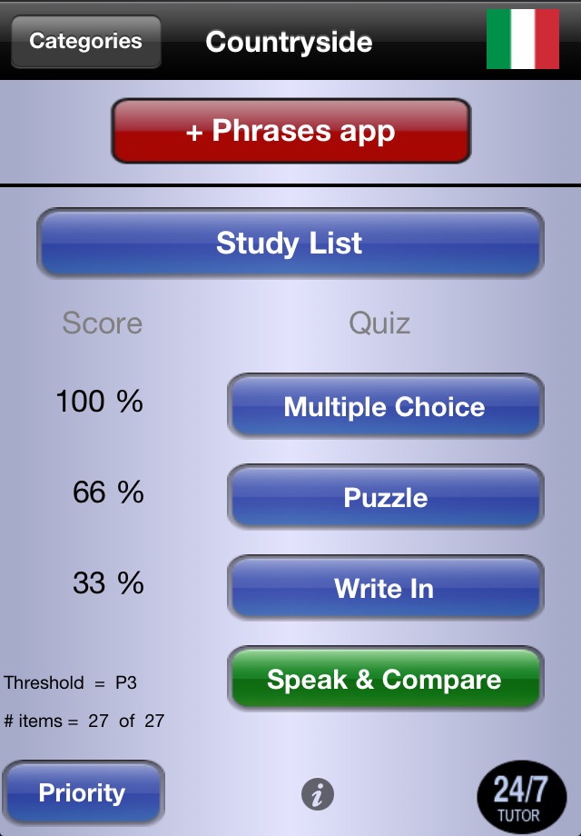 Italian Vocabulary 24/7 Language Learning screenshot 2