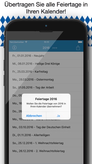 Feiertag Kalender Bayern Pro(圖2)-速報App