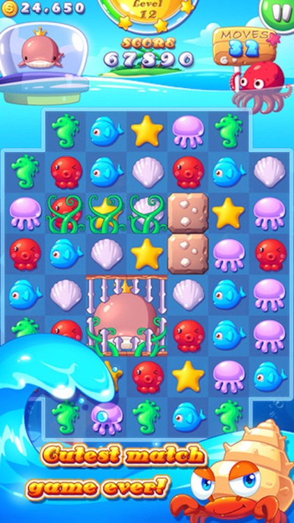Ocean World - 3 match Mermaid rescue puzzle game