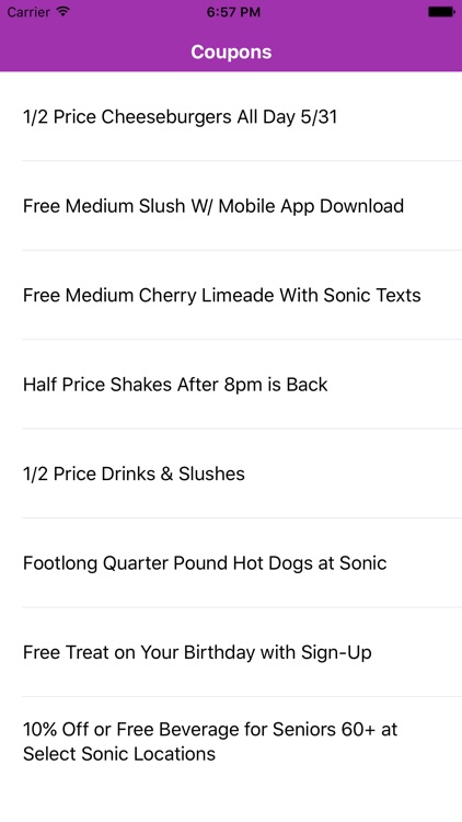 Coupons for Sonic App