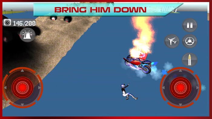 Flying Bike Police vs Cops - Police Motorcycle Shooting Thief Chase Free Game
