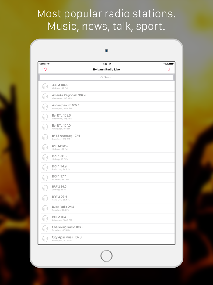 Belgium - België Radio Player Listen FM Live Radio  internet podcasts for Belgien  Belgique people