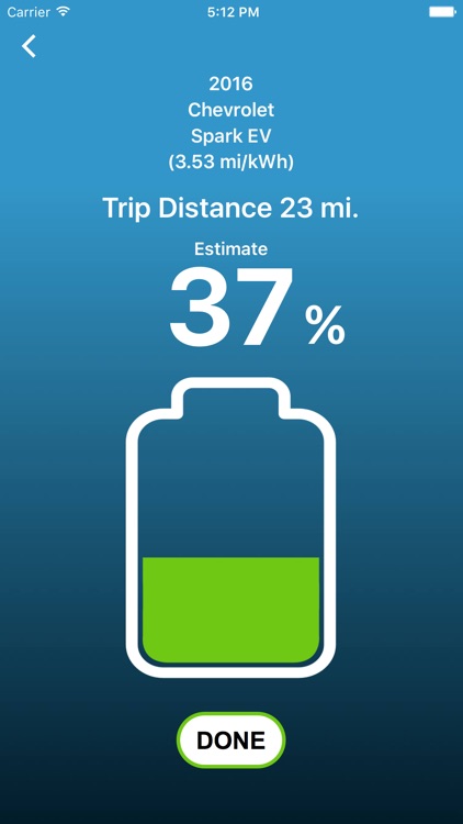 Battery Range Projection that shows battery consumption of electric cars