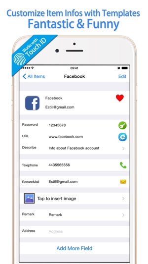 Password Manager Finger Print Lock for iPhone Safe(圖2)-速報App