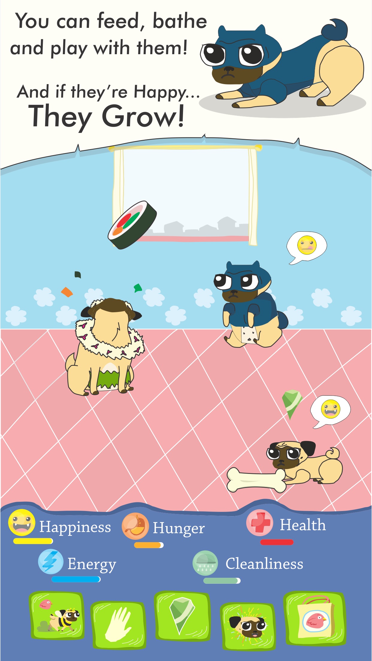 Screenshot do app Growing Pug