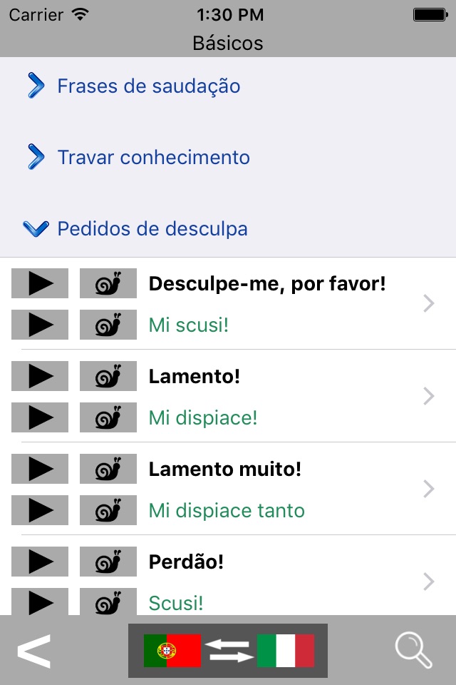 Portuguese / Italian Talking Phrasebook Translator Dictionary - Multiphrasebook screenshot 2