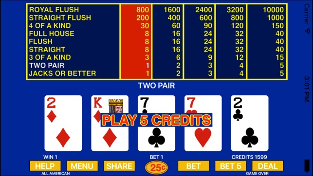 All American - Video Poker Game