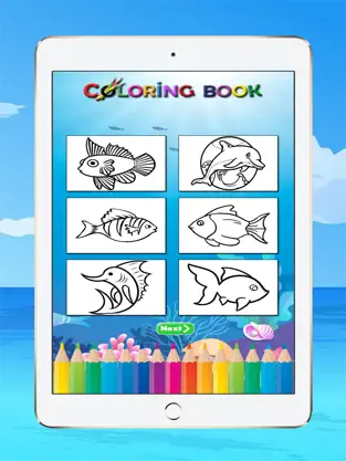 Capture 2 Peces para colorear libro para niños: Aprende a colorear un delfín, tiburón, ballena, calamar y más iphone