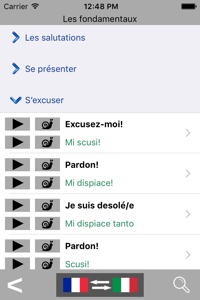 French / Italian Talking Phrasebook Translator Dictionary - Multiphrasebook screenshot 2