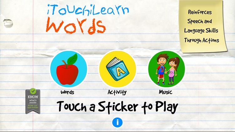 iTouchilearn Words for Preschool Reading, Spelling, Speech Skills