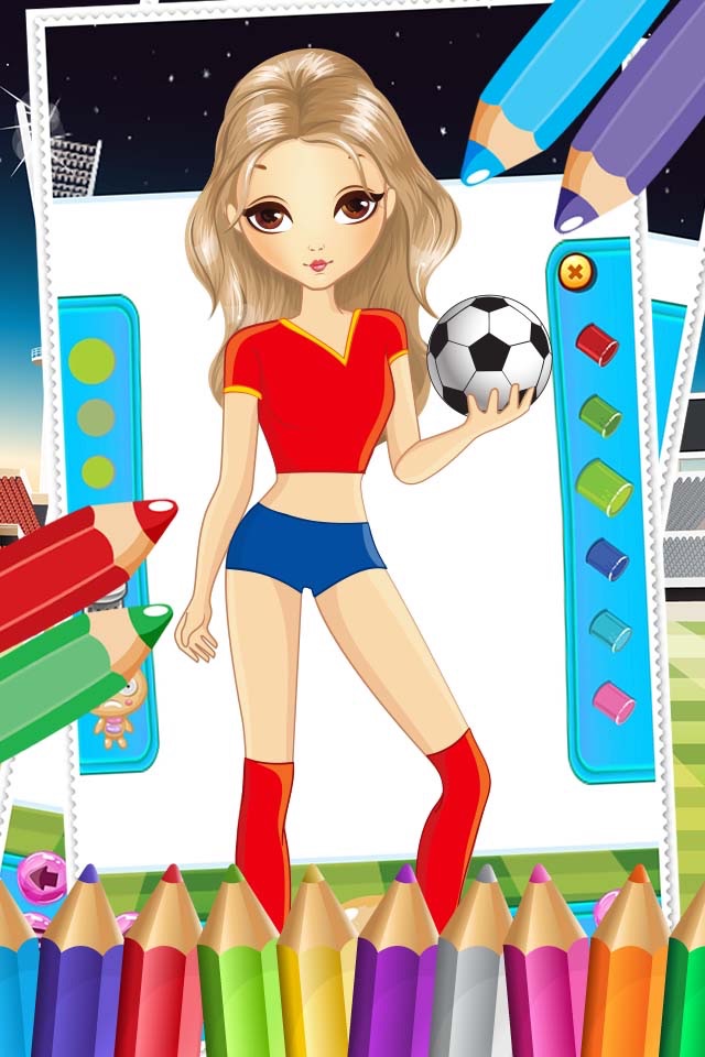 Pretty Girl Fashion Sport Coloring World - Paint And Draw Football For Kids Game screenshot 2