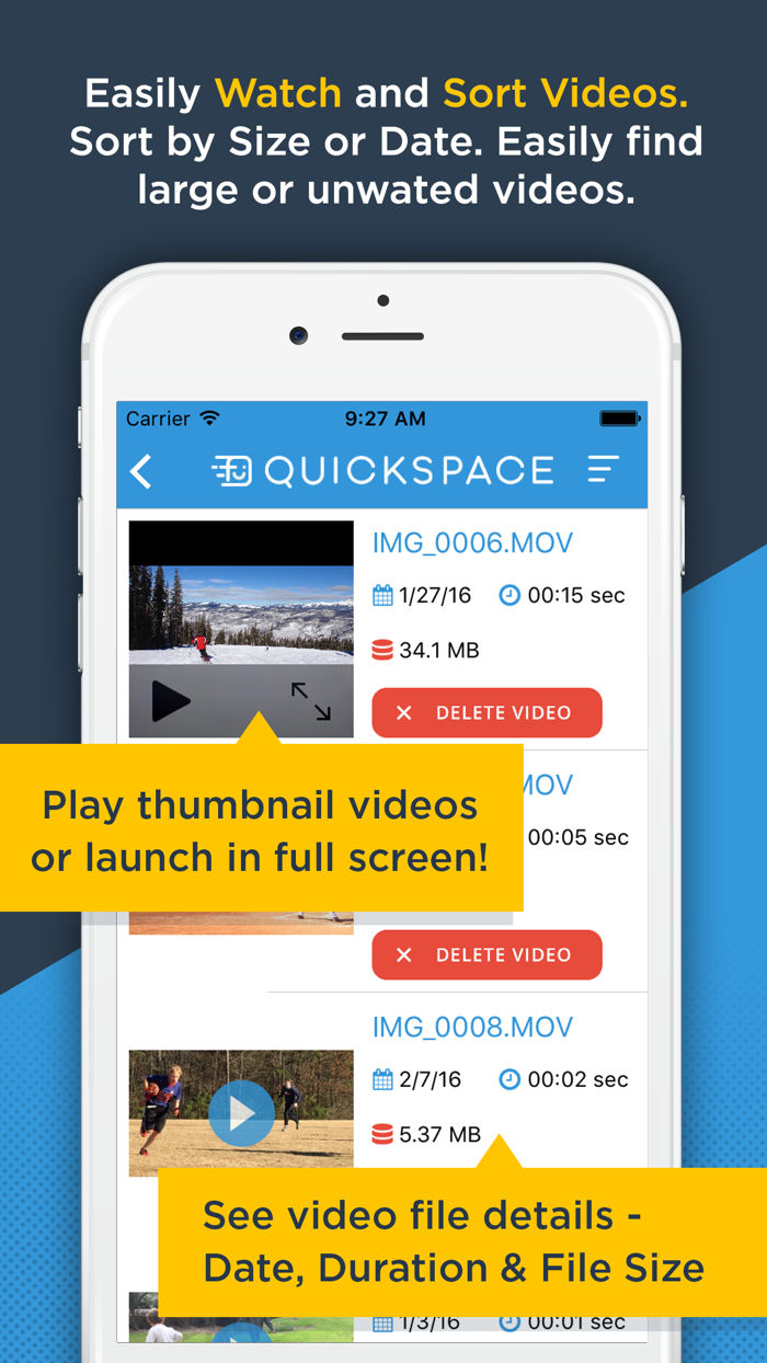 QuickSpace - Available Photo  Video Space and Video Viewer