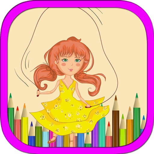 Kids Playing Different Games Coloring Books Icon