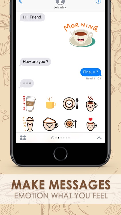 Coffee Emoji Stickers Keyboard Themes ChatStick