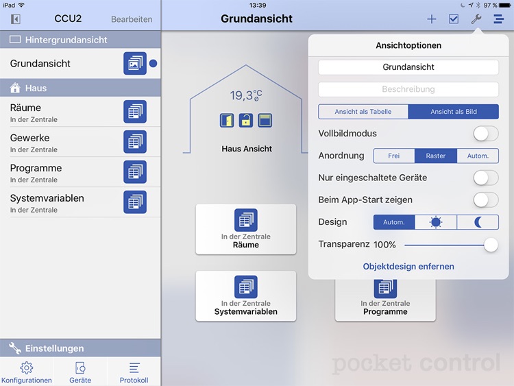 pocket control HM for iPad