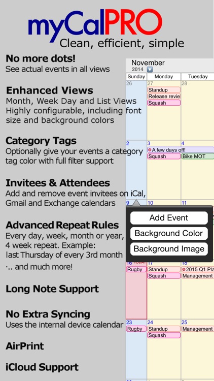 myCal PRO: Calendar & Event Organizer