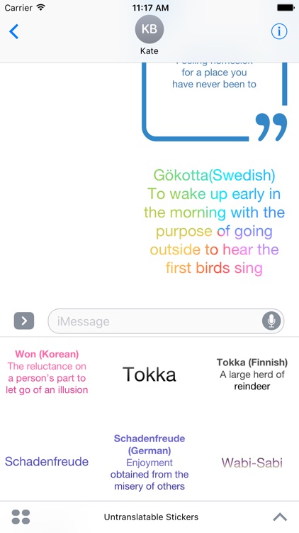 Untranslatable Words Stickers For iMessage