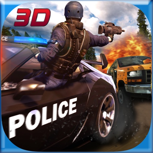 Hill Climbing Police Vs Criminals Car Shooting 3D Game Icon