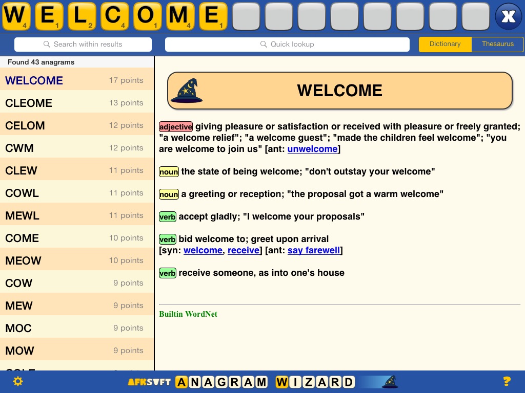 Anagram Wizard for Wordfeud & Words with Friends screenshot 4