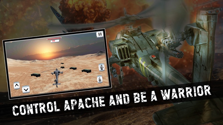 Real Apache Missions 3d - Kill the terrorists with your helicopter and shoot tanks and trucks in this battle. screenshot-2