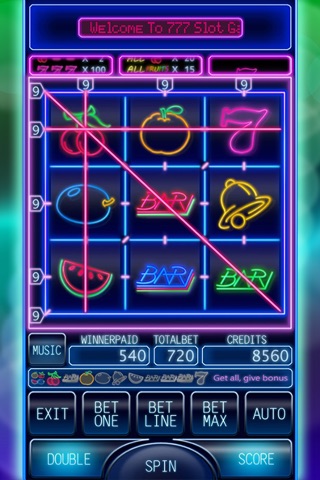 777 Fruit Neon Slot Machine screenshot 2