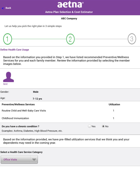 Aetna Plan Selection for iPad