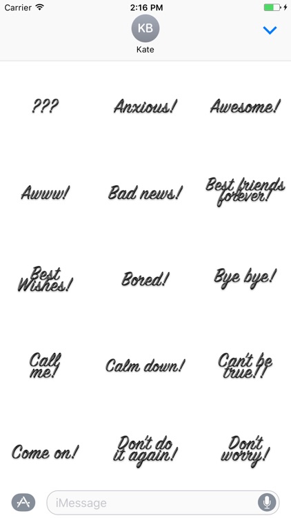 Expressions Crispy Black Stickers for iMessage