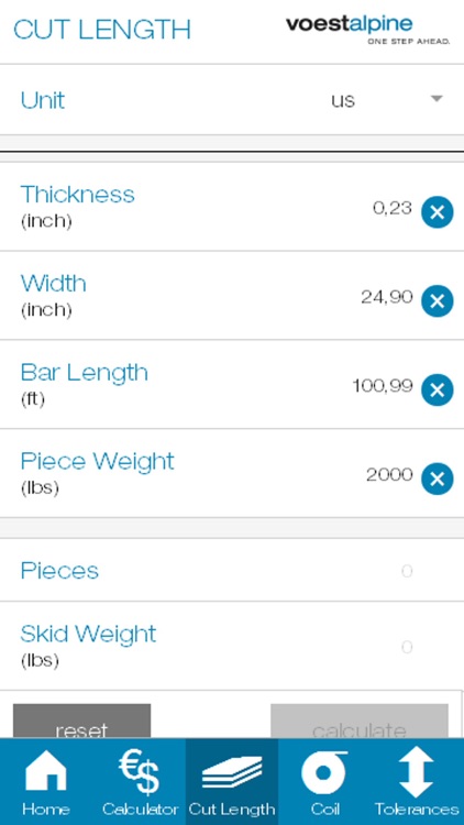 voestalpine steel calculator