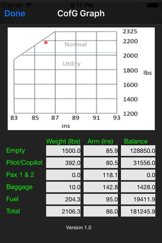PA-28-161 Weight and Balance Calculator screenshot 2